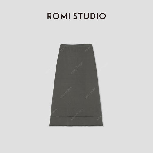 ROMI STUDIO“格雷高知”亚麻棉混纺肌理感卷边松紧腰半裙24SSQ1062 商品图5