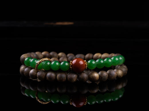 XY0174沉香+南红碧玉双圈手链 商品图8