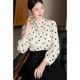 艾尚臣波点衬衫女高级感长袖防晒衬衣通勤气质职业上衣高端衬衣薄