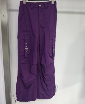 N后橡胶腰头工装阔腿裤（紫）春季 151020440321