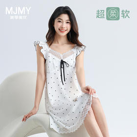 美季美优女士丝质波点提花吊带裙