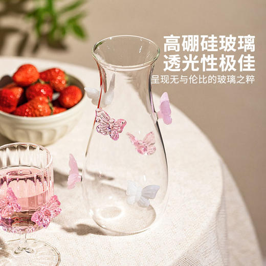 摩登主妇蝴蝶玻璃花瓶摆件客厅水养插花轻奢高级创意小众透明花瓶 商品图3