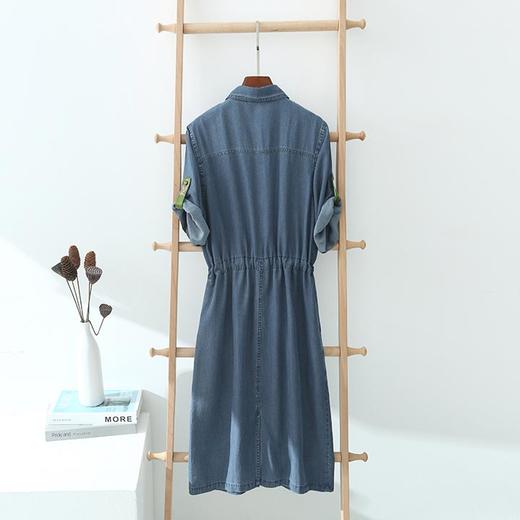 洛诗琳62835夏季新款休闲收腰系带薄款天丝牛仔连衣裙女1190 商品图4