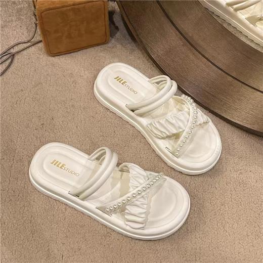 YOOE新款仙女凉拖 法式高级感凉鞋 女士2025新款外穿防滑厚底水钻珍珠百搭拖鞋 商品图5