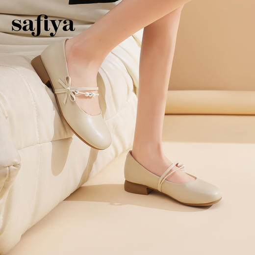 预售7天|Safiya/索菲娅2025法式温柔风浅口方圆头百搭玛丽珍单鞋SFD1111401 商品图2