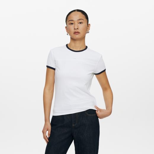 oneup撞色边合身短袖T恤 商品图1