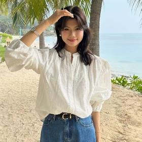 自然飘逸随意慵懒|MOMOTIABIN 绝美法式纯棉蕾丝衬衫，100%棉