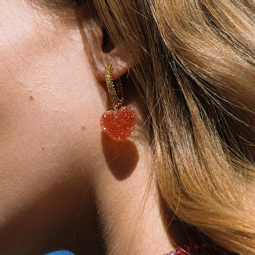 订购4周到｜CRYSTAL HAZE-Jelly Heart-pave-樱桃粉色爱心 耳环［挪威设计师］ 商品图4