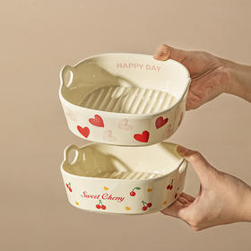 摩登主妇可爱空气炸锅专用碗微波炉烤箱用餐具双耳汤面碗烤碗盘子