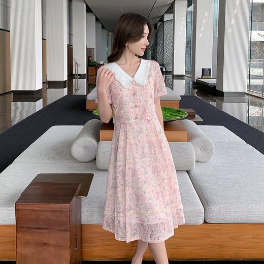 奢姿大码女装2025夏季减龄娃娃领连衣裙胖妹妹假两件拼接时尚裙子9952890358【1】 商品图1