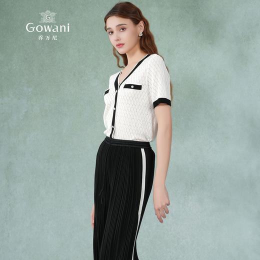 乔万尼针织衫女新款夏短袖小香风撞色设计EM2M890 商品图1