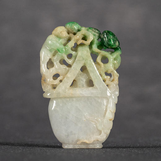 清 翡翠灵猴献寿花篮挂饰 商品图0