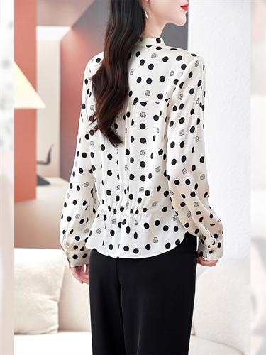 真丝印花衬衫，收腰衬衣桑蚕丝小衫AS-0571 商品图3