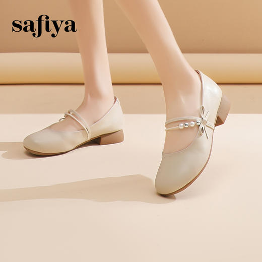预售7天|Safiya/索菲娅2025法式温柔风浅口方圆头百搭玛丽珍单鞋SFD1111401 商品图3