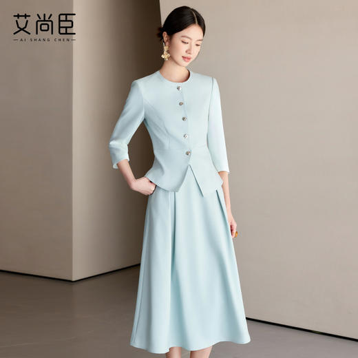 艾尚臣小香风时尚正式场合西装套装女高级感通勤职业套裙工作服夏 商品图0