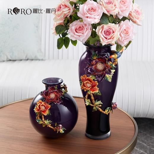 罗比罗丹富贵天香牡丹花珐琅彩花瓶玄关角几别墅豪宅家居摆件罗比罗丹富贵天香（圆）花瓶 商品图1
