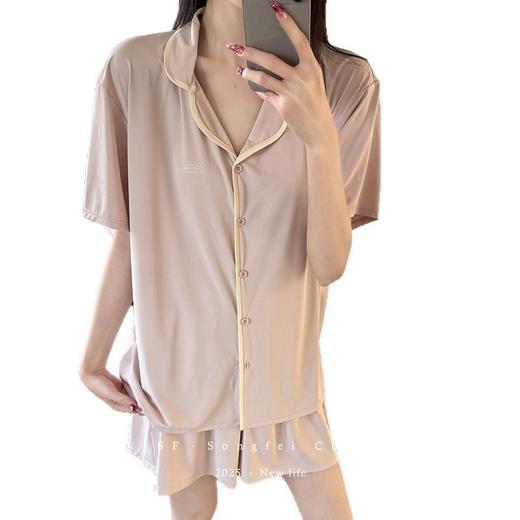 【冰皮睡衣套装】夏季凉感柔滑家居服 带兜翻领睡衣 商品图4