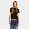 DSQUARED2 女士涂鸦徽标印花棉质圆领短袖T恤 黑色 S72GD0571 D20020 900 商品缩略图1