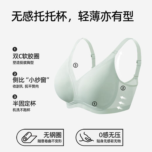 【商场同款】熳洁儿 自由无尺码内衣软胶骨舒适百搭光面网纱文胸 25201553 商品图1