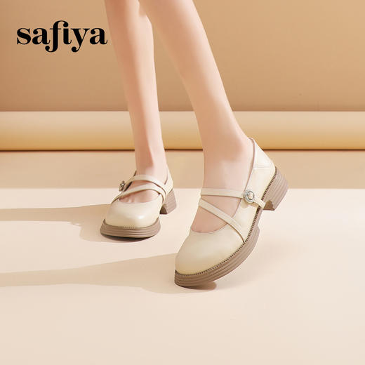 预售7天|Safiya/索菲娅2025学院风休闲一字带浅口JK玛丽珍小皮鞋SFD1111007 商品图5