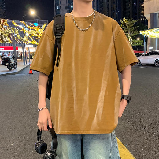 【棉质】【DYY】大依优型大码圆领短袖T恤夏季加肥加大肥佬休闲宽松透气弹力男装上衣潮款 商品图3