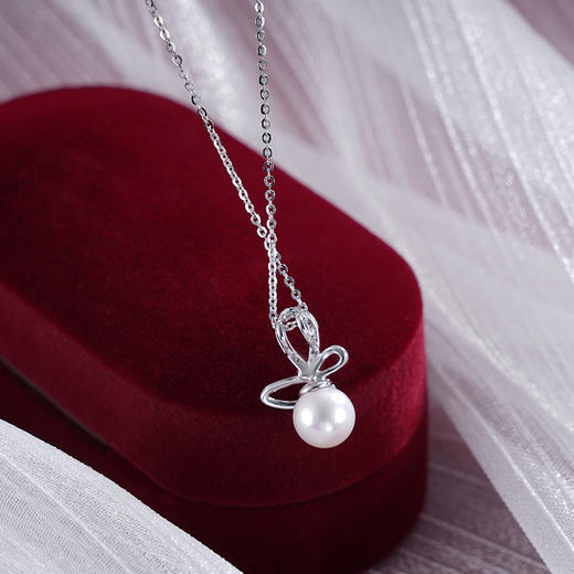 子佩集S925银珍珠套链【YL-5140】纯银项链蝴蝶结2503 商品图3