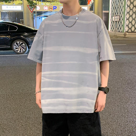 【棉质】【DYY】大依优型大码圆领短袖T恤夏季加肥加大肥佬休闲宽松透气弹力男装上衣潮款 商品图0