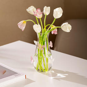 摩登主妇蝴蝶玻璃花瓶摆件客厅水养插花轻奢高级创意小众透明花瓶