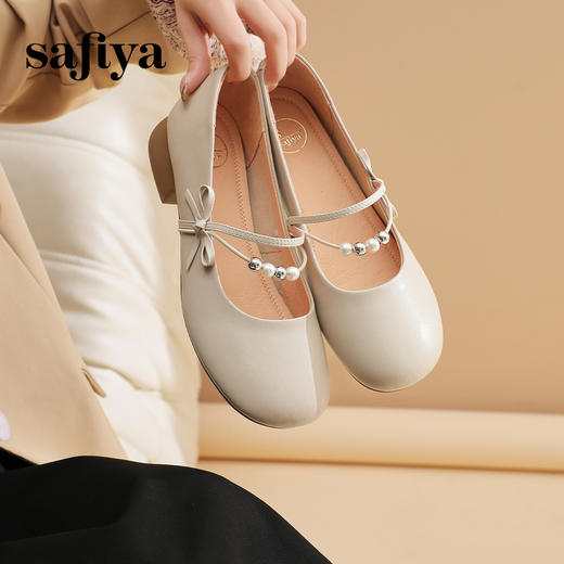 预售7天|Safiya/索菲娅2025法式温柔风浅口方圆头百搭玛丽珍单鞋SFD1111401 商品图7