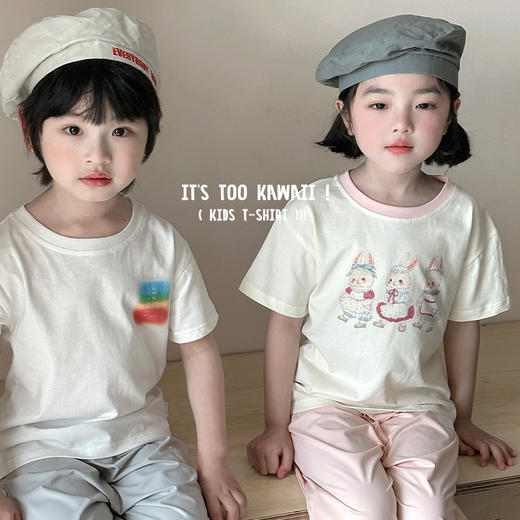 【59元2件】面包兔儿童柔感新疆冰瓷棉短袖  甜美卡通印花纯棉短袖T恤 商品图2