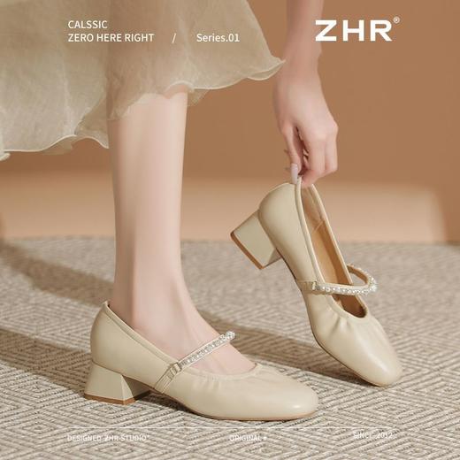 ZHR则则法式优雅闪钻链条玛丽珍鞋女鞋2025新款时髦柔软粗跟单鞋 商品图5