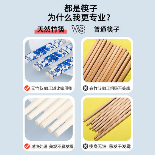 「天然竹筷！品质款」青花瓷一次性筷子独立包装 家用筷子一次性一包竹筷筷子餐饮用具 商品图3