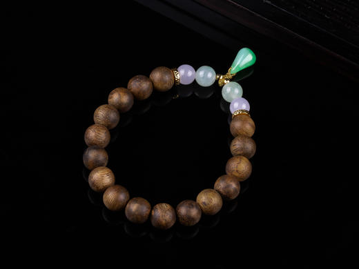 XY0240沉香+阳绿随形翡翠小提溜手串 商品图6