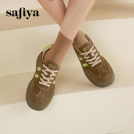 预售7天|Safiya/索菲娅2025学院风厚底百搭拼色复古休闲增高德训鞋SFD1112098 商品图5