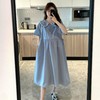 *孕妇装哺乳期夏季新款裙网红时尚宽松睡裙遮肚短袖连衣裙外出可哺乳衬衫裙M-2XL 商品缩略图1