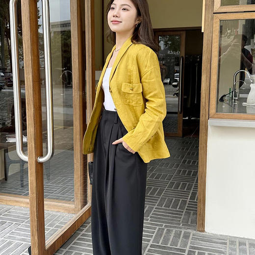 洛诗琳60450夏季新款高腰显瘦空气感西装阔腿直筒裤女1638 商品图4