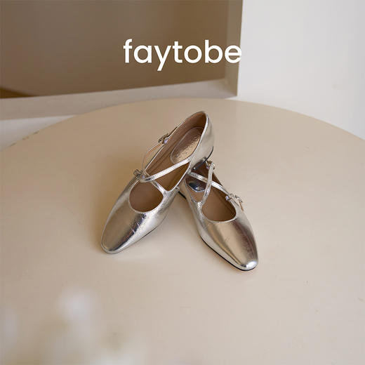 FAY平底香槟色玛丽珍鞋交叉扣带平底鞋法式芭蕾舞鞋浅口新款单鞋 商品图6