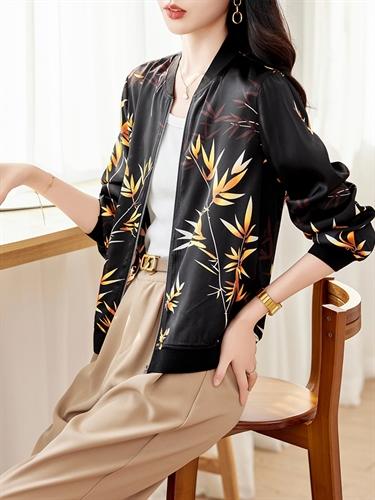 真丝印花开衫，收腰上衣桑蚕丝AS-0103-1 商品图1