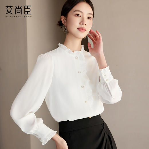 艾尚臣花边领miu系白衬衫女夏季新款气质女士衬衣高级感漂亮上衣 商品图3