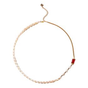 莓果硬糖 米珠彩宝金链拼接项链项链