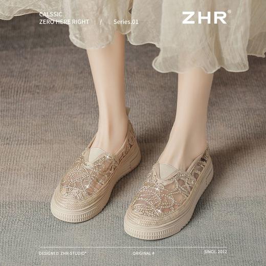 ZHR则则透气网纱渔夫鞋2025新款一脚蹬厚底气质百搭懒人鞋单鞋女 商品图5