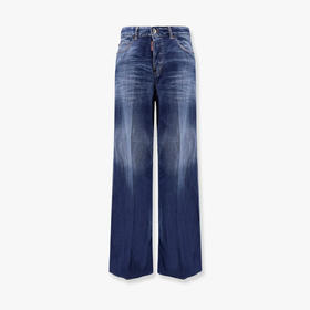 DSQUARED2 女士 Medium Wash Traveller字母徽标刺绣休闲牛仔裤 浅蓝色 S73LA0299 S30341 470