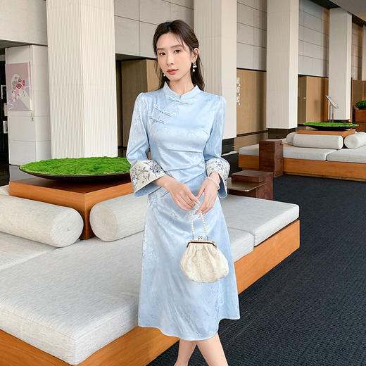 奢姿大码女装2025夏季气质立领旗袍裙子胖妹妹简约时尚减龄连衣裙9951801129 商品图4