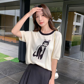 奢姿大码女装2025夏季卡通图案减龄针织衫胖妹妹时尚圆领百搭上衣9852621911