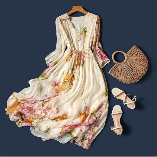 美醉一万年聘婷婀娜曼妙曲线连衣裙女夏季气质仿真丝超仙连衣裙 商品图1