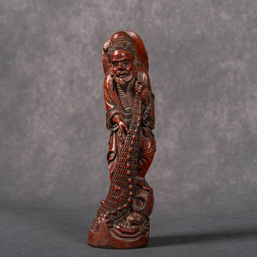 民国 黄杨木雕渔翁人物像 商品图2