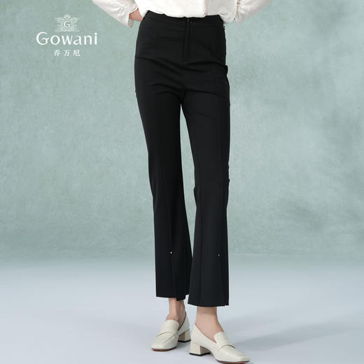 乔万尼裤子女新款爆款黑色显瘦开叉微喇裤EM2F740 商品图1