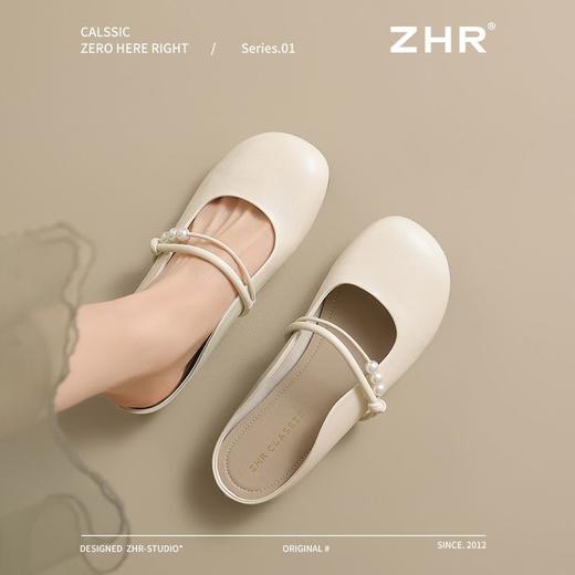ZHR珍珠拖鞋女2025新款外穿平底网红包头拖鞋气质懒人一脚蹬单鞋 商品图7