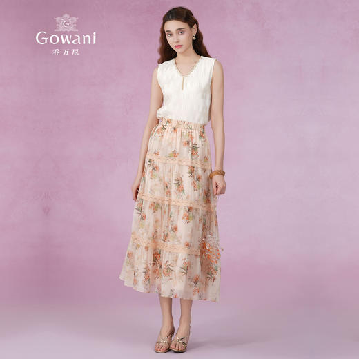 乔万尼桑蚕丝半身裙女新款夏a字半裙真丝法式蕾丝设计EM2D791 商品图2