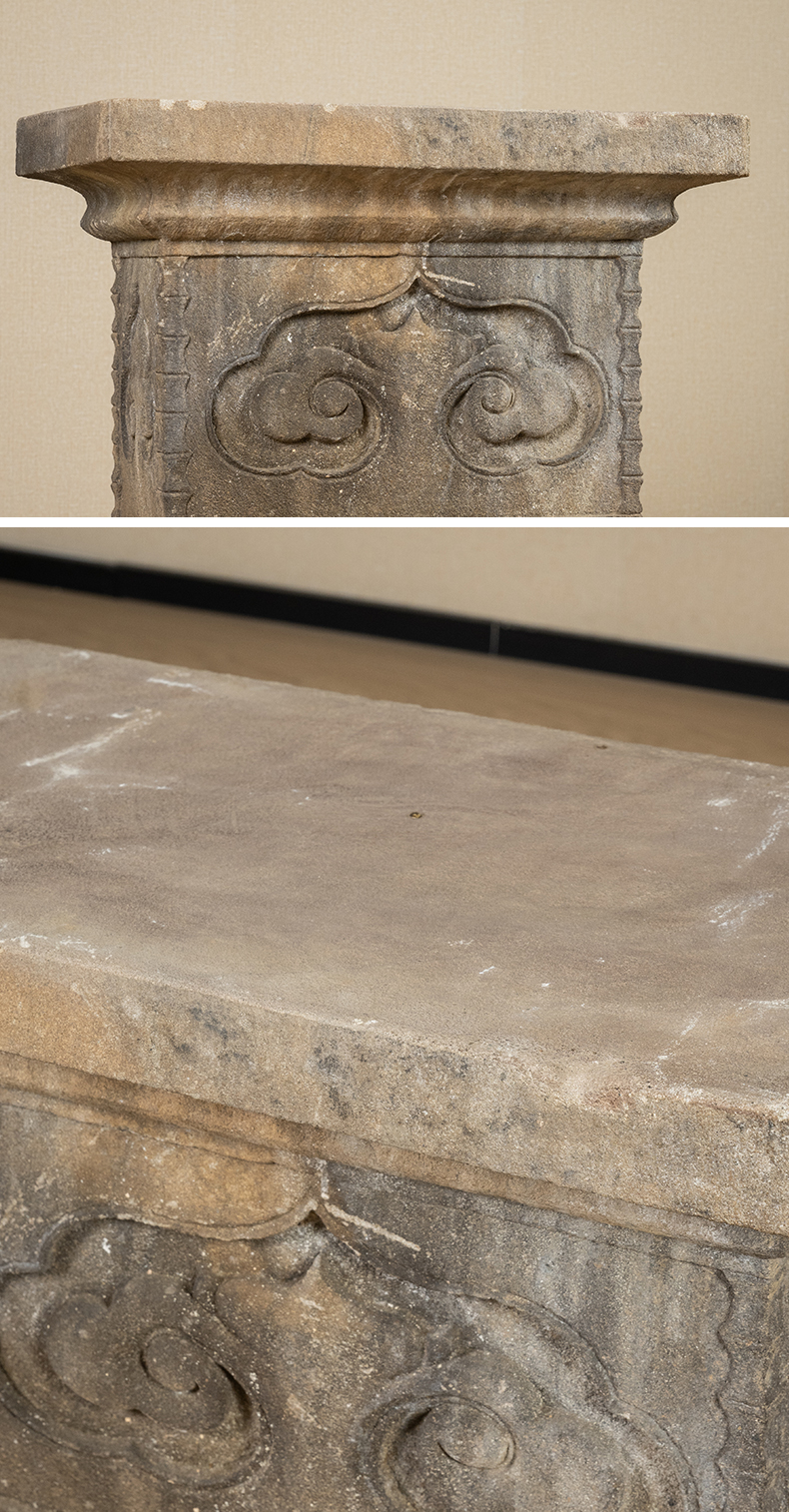 明 石雕如意云纹须弥座